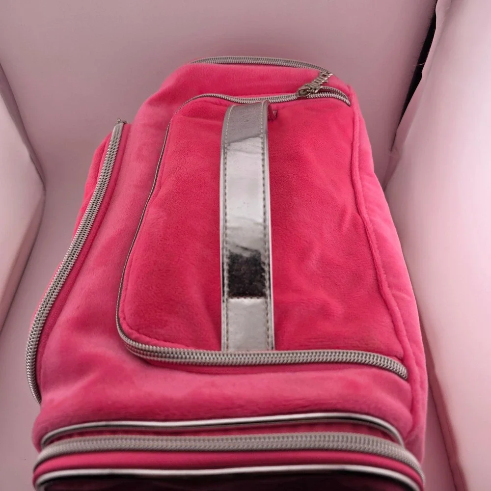Juicy Couture Pink Velour Rhinestone Makeup Bag Toiletry Cosmetic‎ Y2K Style